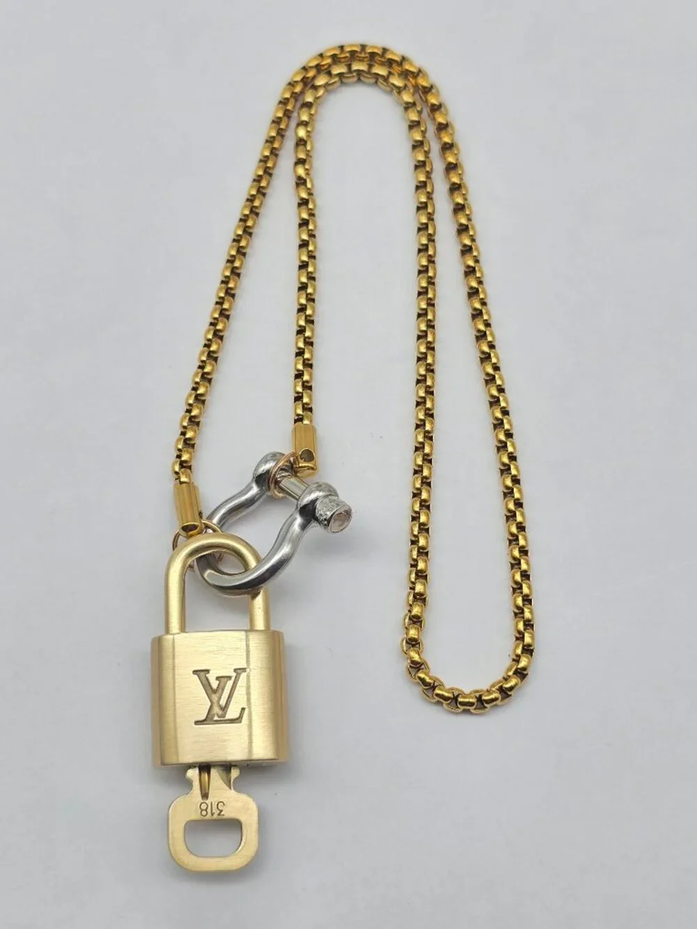 Horse Show Style Stainless Steel Chain with Authentic Louis Vuitton Padlock